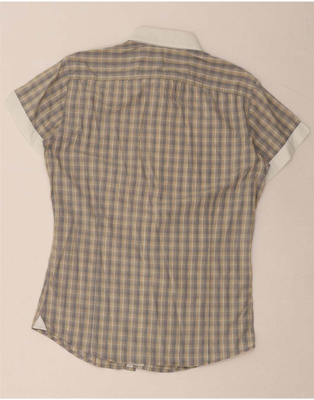 SISLEY Mens Short Sleeve Shirt Small Grey Check