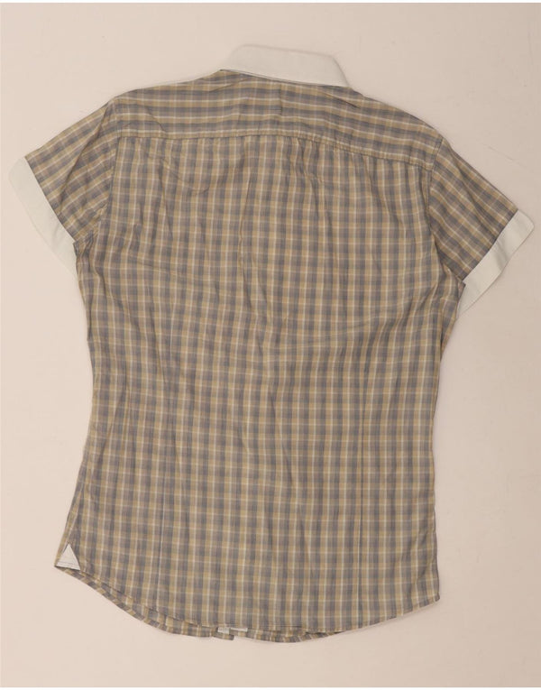 SISLEY Mens Short Sleeve Shirt Small Grey Check