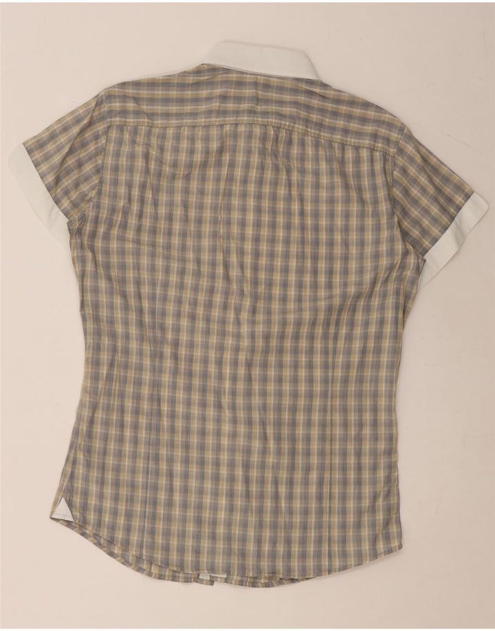 SISLEY Mens Short Sleeve Shirt Small Grey Check