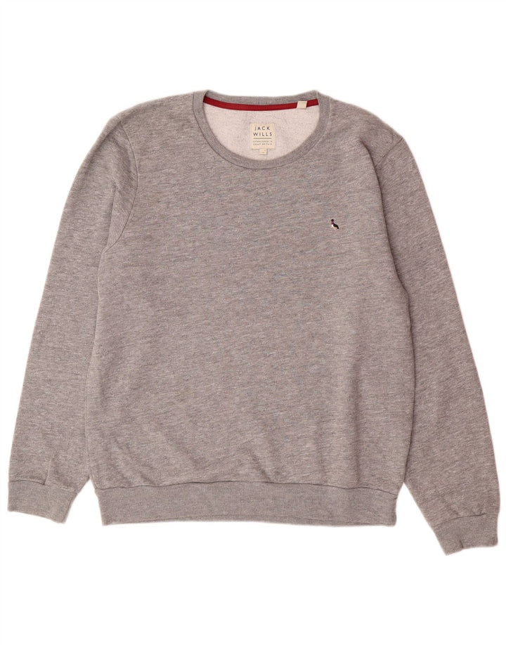 JACK WILLS Mens Sweatshirt Jumper Medium Grey Flecked Cotton