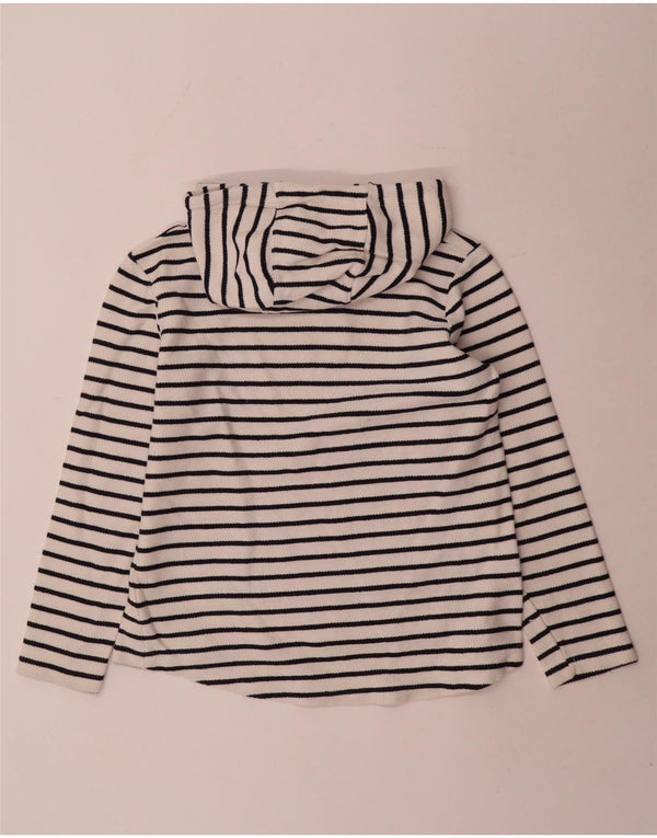 Weird Fish Womens Oversized Hoodie Jumper UK 10 Small White Pinstripe