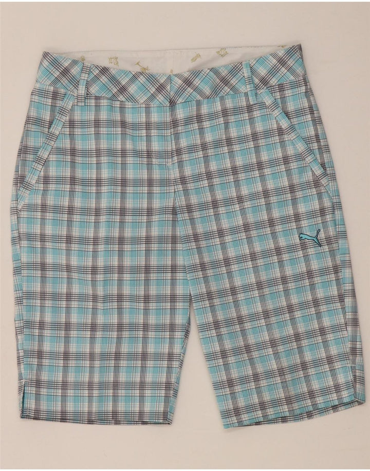Puma Mens Chino Shorts UK 8 Small W28 Blue Check
