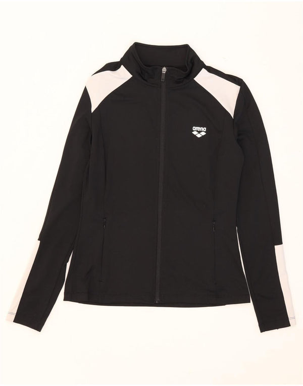 Arena Womens Tracksuit Top Jacket UK 10 Small Black Colourblock Polyester