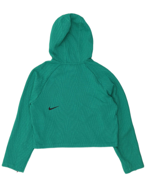 NIKE Womens Crop Oversized Hoodie Jumper UK 10 Small Green Polyester