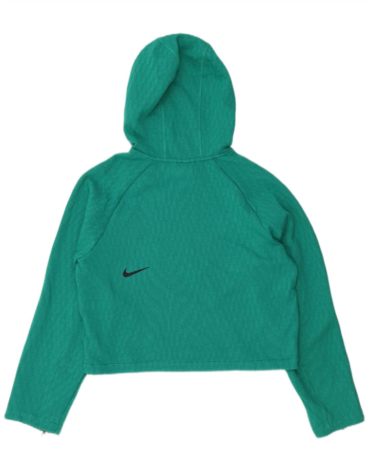 NIKE Womens Crop Oversized Hoodie Jumper UK 10 Small Green Polyester
