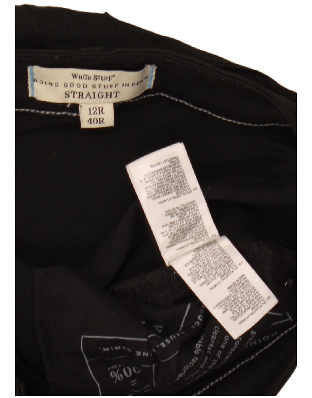 WHITE STUFF Womens Straight Casual Trousers UK 12 Medium W32 L30 Black