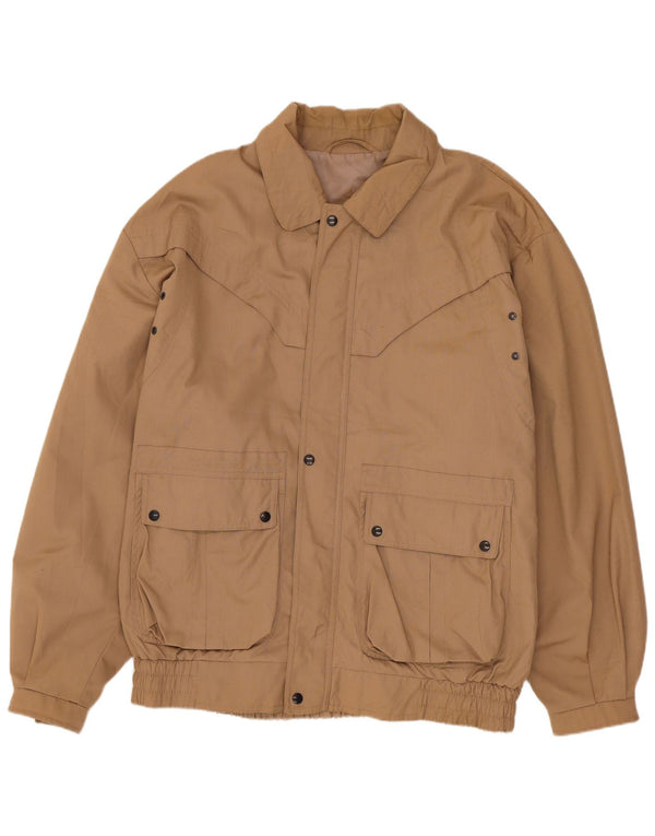 Vintage Mens Oversized Bomber Jacket EU 50 Large Brown Cotton