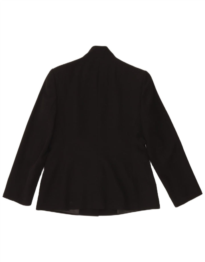 JAEGER Womens Open Blazer Jacket UK 12 Medium Black Acetate