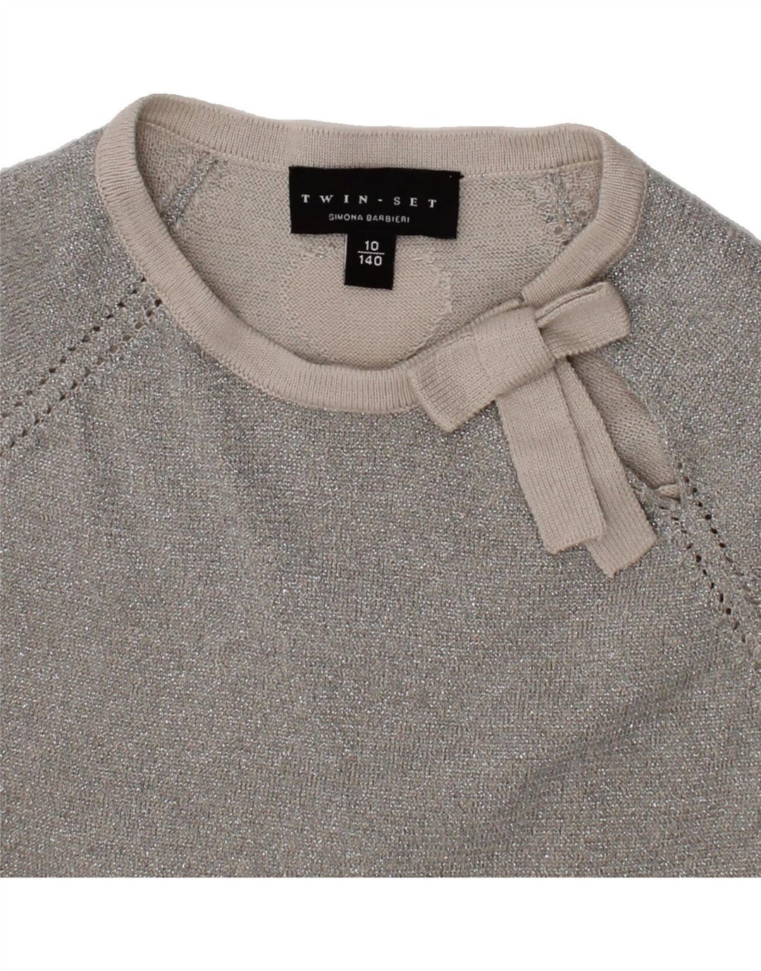 TWIN-SET Girls Tunic Top 9-10 Years Grey Cotton Vintage Twin-Set and Second-Hand Twin-Set from Messina Hembry 