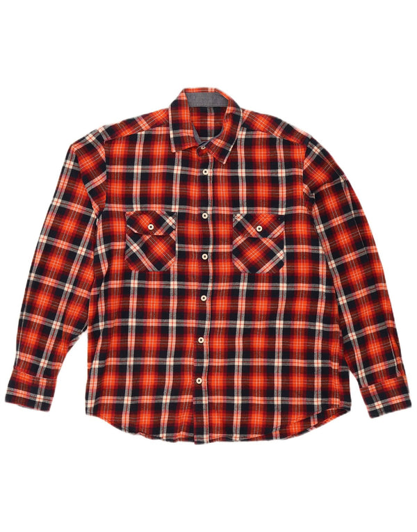Vintage Mens Flannel Shirt Large Red Check