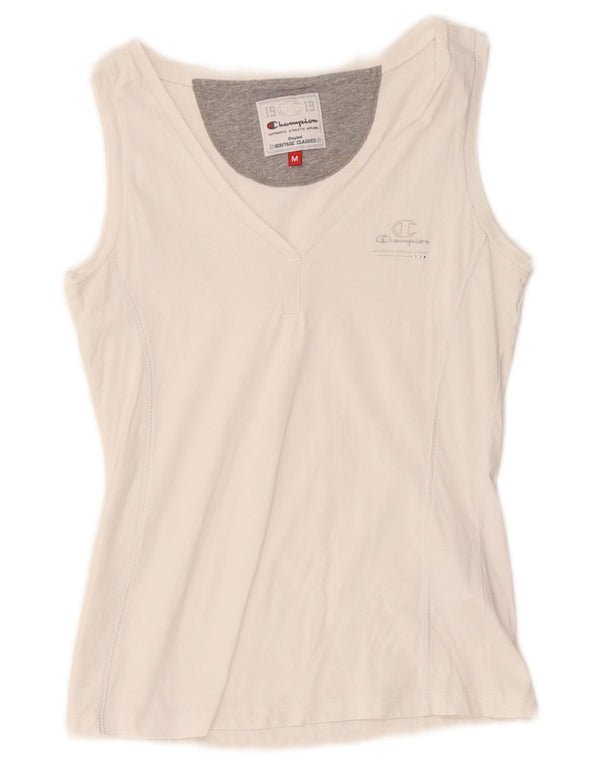 Champion Womens Heritage Classics Vest Top UK 12 Medium White Cotton