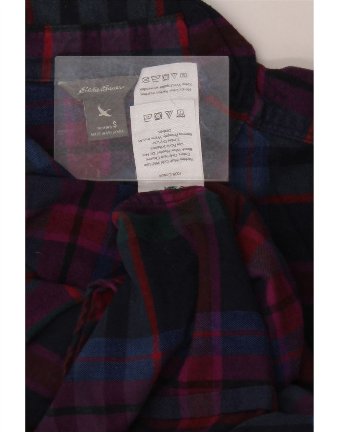 EDDIE BAUER Womens Flannel Shirt UK 10 Small Multicoloured Plaid Cotton