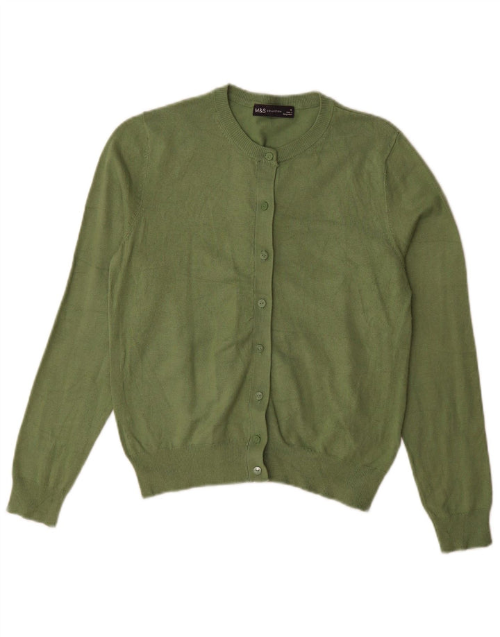 Marks & Spencer Womens Cardigan Sweater UK 12 Medium Green Viscose