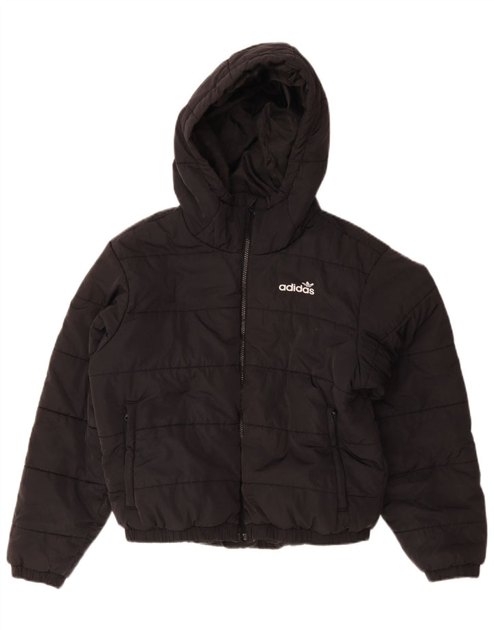 Adidas Womens Oversized Graphic Hooded Padded Jacket UK 10 Small Black