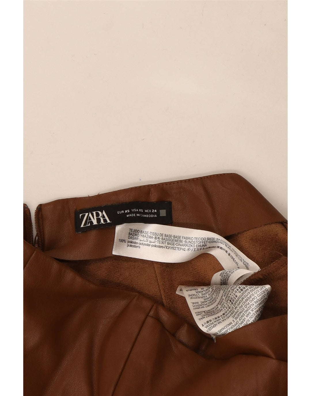 ZARA Womens Faux Leather Shorts XS W25 Brown Polyester