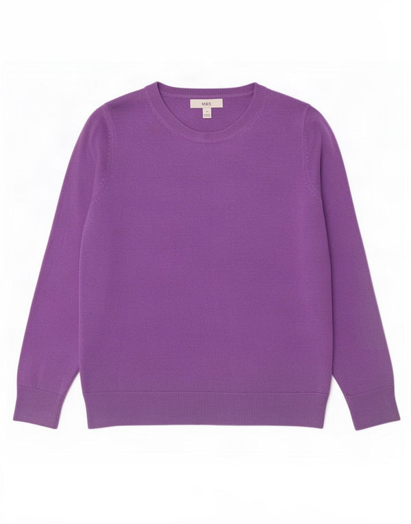 Marks & Spencer Womens Boat Neck Jumper Sweater UK 12 Medium Purple Acrylic