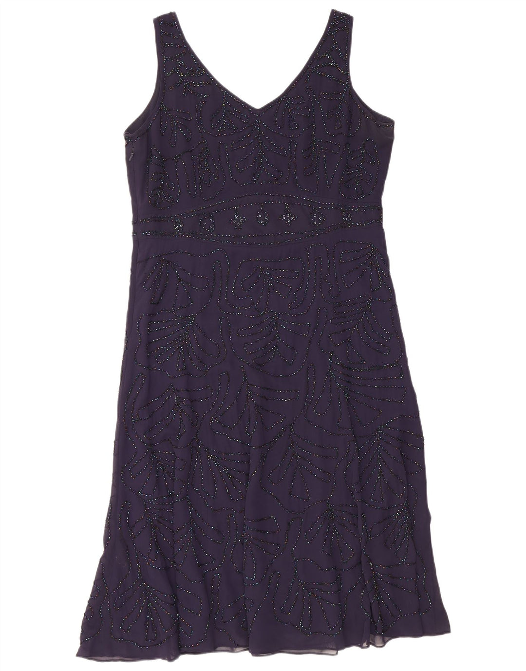 Marks & Spencer Womens Sleeveless A-Line Dress UK 16 Large Purple Polyester