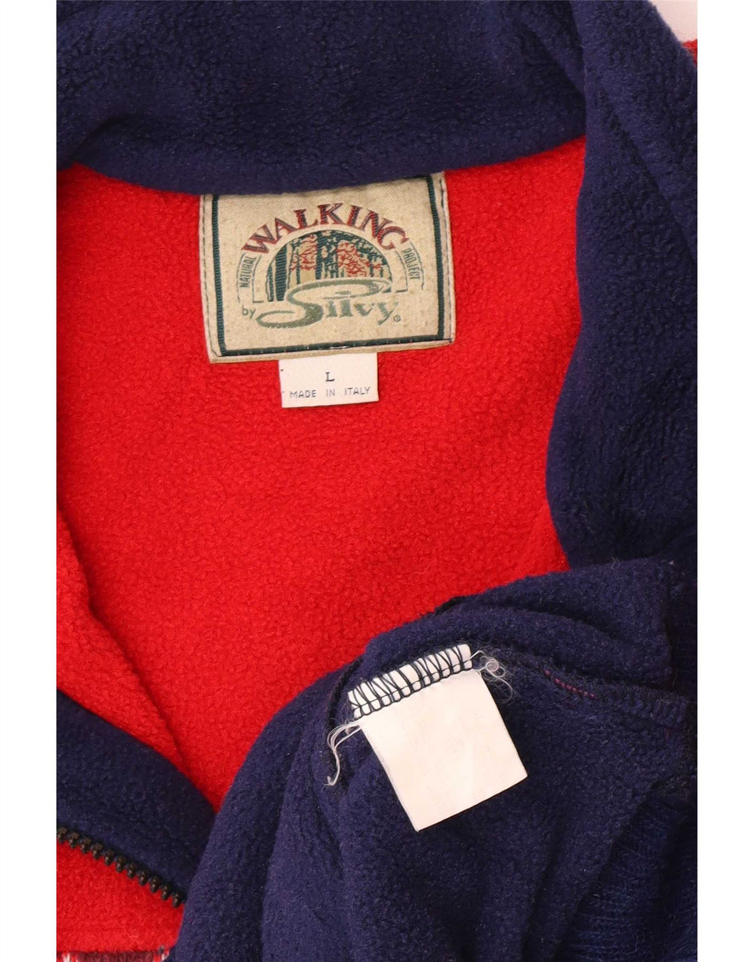 Silvy Mens Zip Neck Fleece Jumper Large Red Geometric Polyester