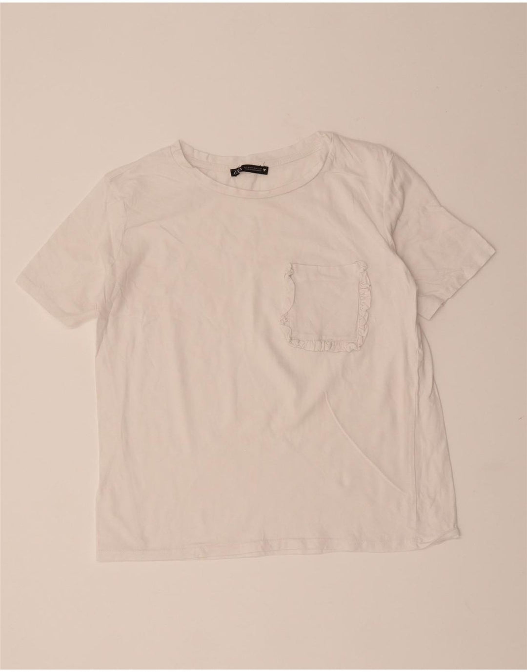 ZARA Womens Crop T-Shirt Top UK 12 Medium Off White