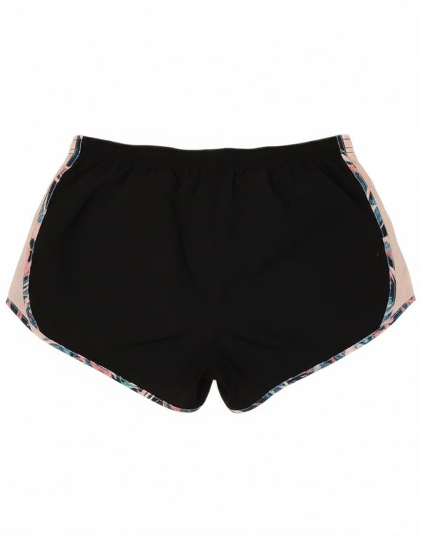 Nike Womens Dri Fit Sport Shorts UK 14 Large  Black Colourblock Polyester