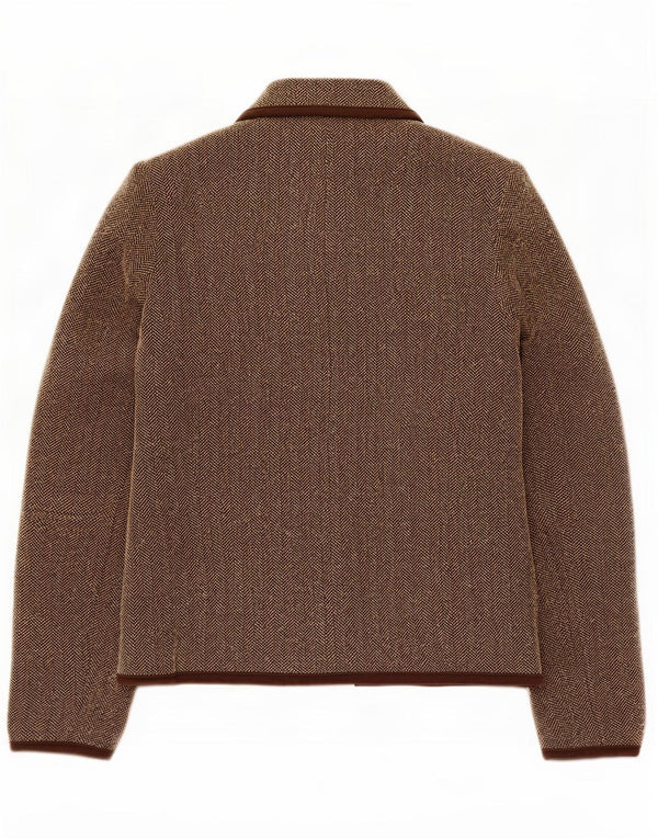 Marks & Spencer Womens Blazer Jacket UK 10 Small Brown Herringbone