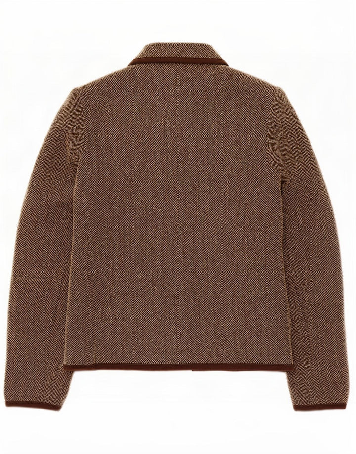 Marks & Spencer Womens Blazer Jacket UK 10 Small Brown Herringbone