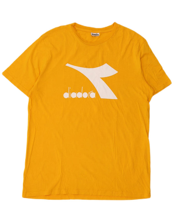 Diadora Mens Graphic T-Shirt Top Large Yellow