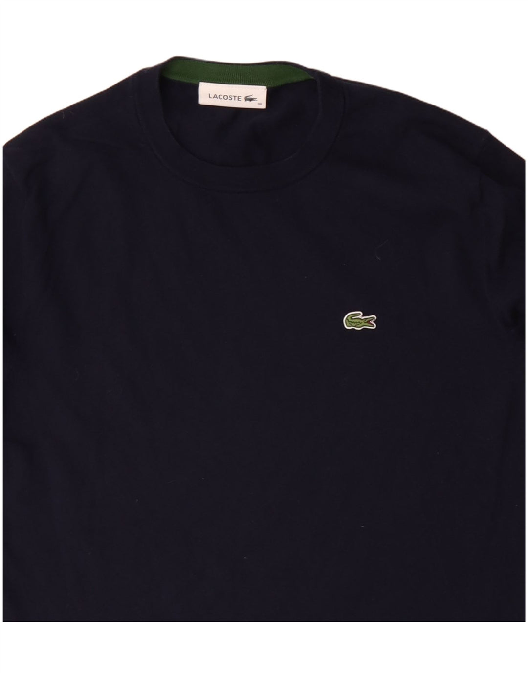 Lacoste Womens Crew Neck Jumper Sweater Size 36 Small Navy Blue Cotton
