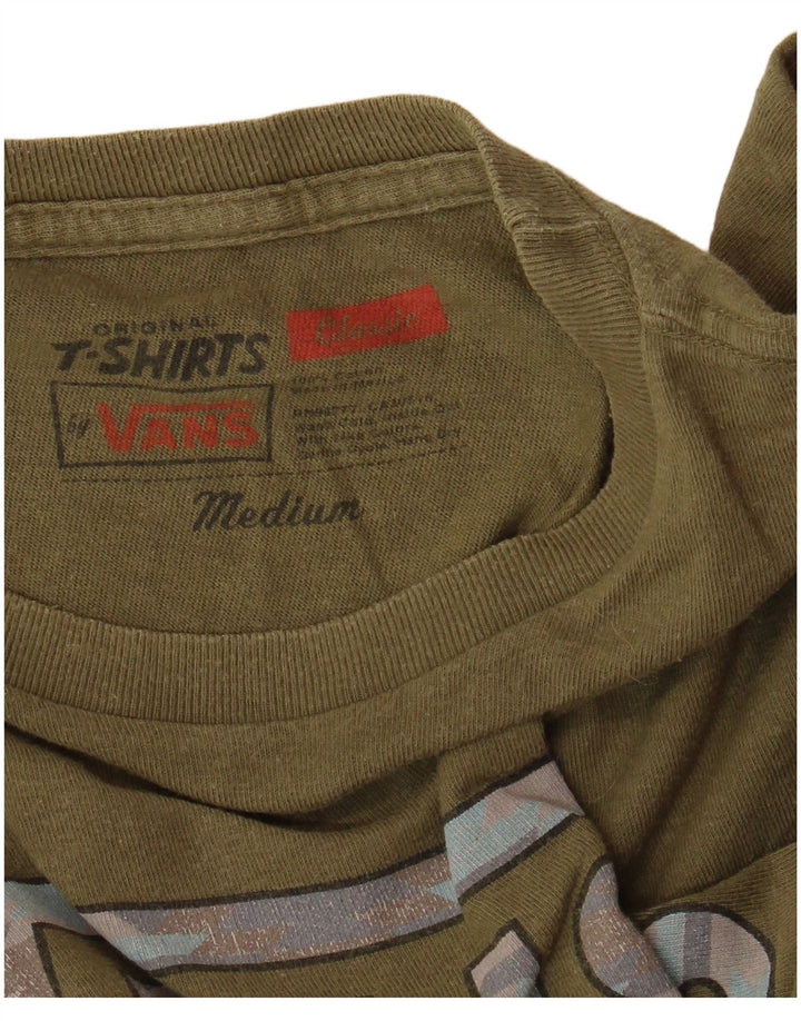 VANS Mens Classic Graphic T-Shirt Top Medium Khaki Cotton