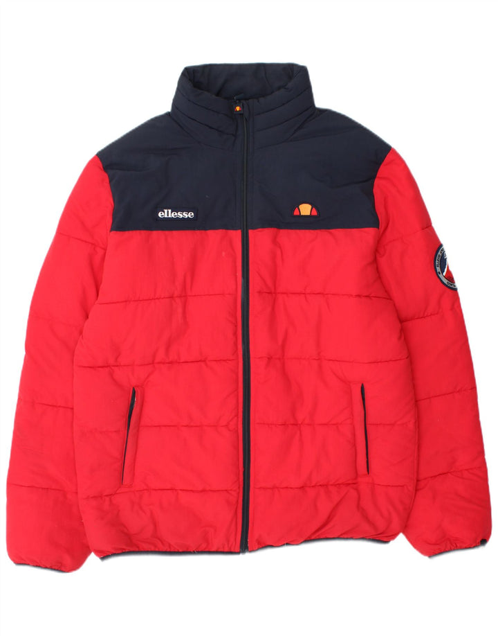 ELLESSE Mens Padded Jacket UK 40 Large Red Colourblock Polyamide