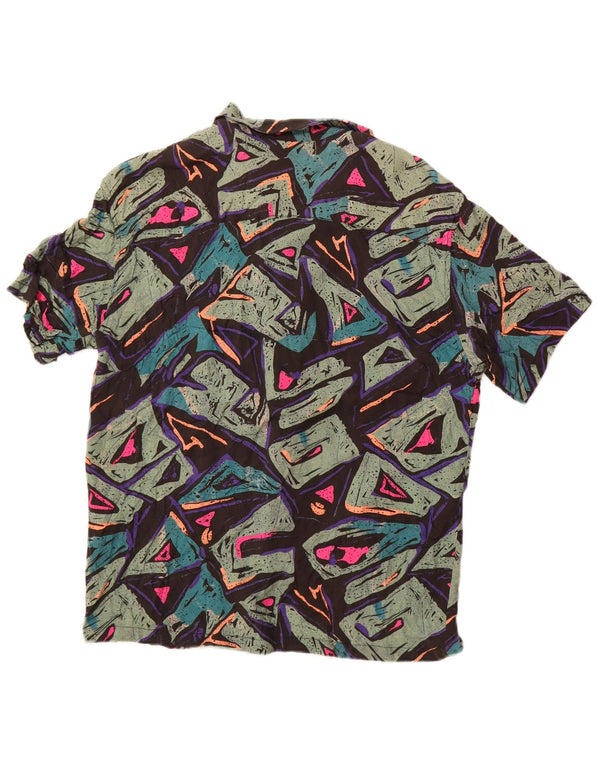 Pull & Bear Mens Short Sleeve Shirt XL Multicoloured Geometric Viscose