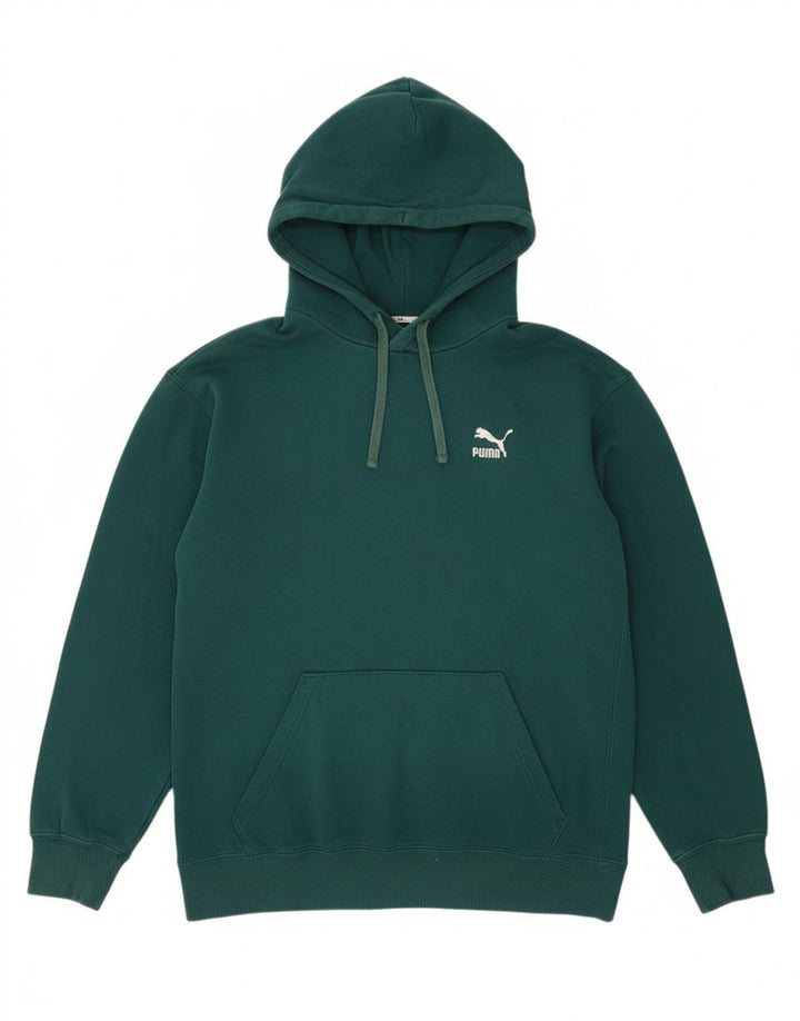 PUMA Mens Hoodie Jumper Medium Green Cotton
