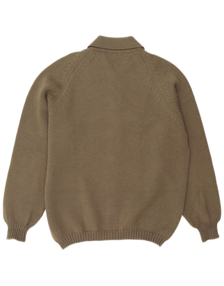 Vintage Mens Cardigan Sweater Large Khaki