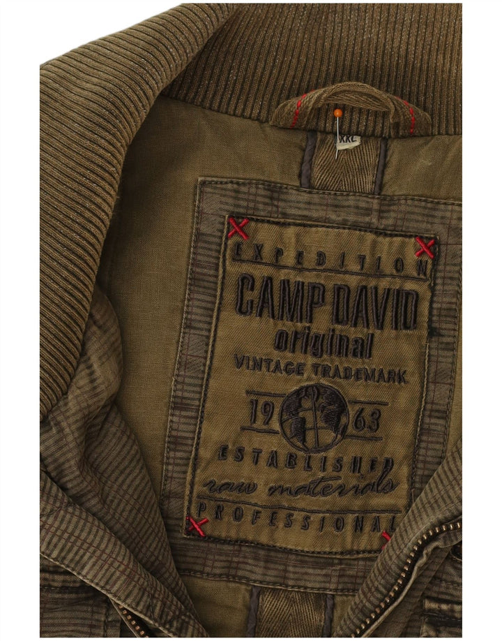 CAMP DAVID Mens Bomber Jacket UK 44 2XL Khaki Check