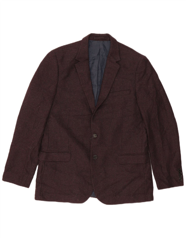 Marks & Spencer Mens 2 Button Blazer Jacket UK 44 2XL Burgundy Wool