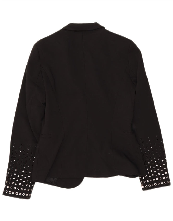 ZARA Womens 1 Button Blazer Jacket UK 12 Medium Black Polyester