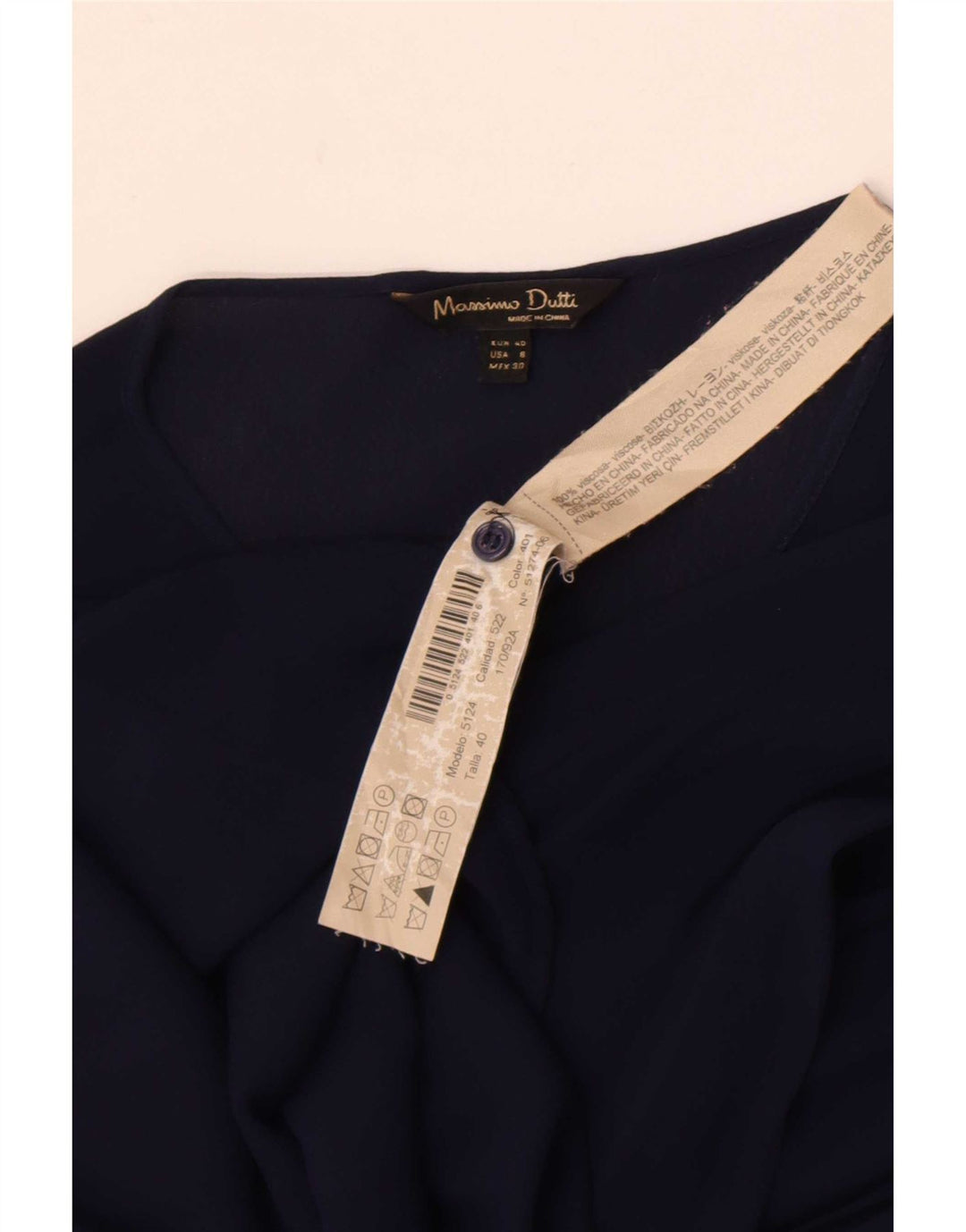 Massimo Dutti Womens Shirt Blouse EU 40 Medium Navy Blue Viscose