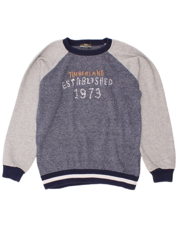 Timberland Boys Crew Neck Jumper Sweater 9-10 Years Blue Colourblock