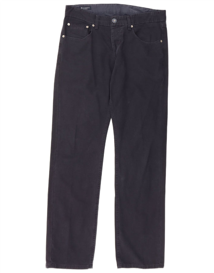 HACKETT Mens Straight Casual Trousers W34 L32 Navy Blue Cotton