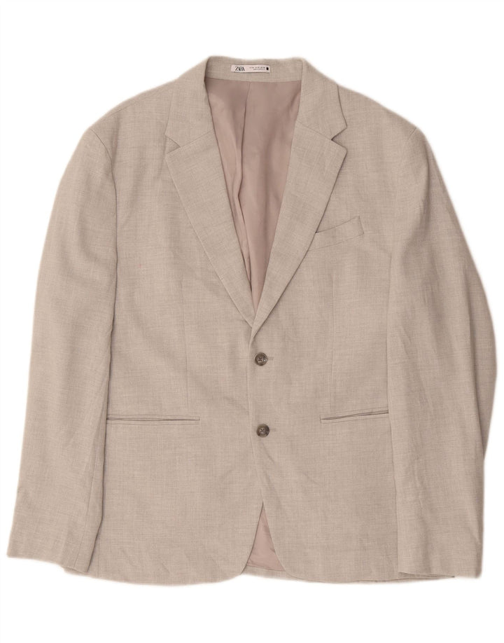 ZARA Mens 2 Button Blazer Jacket UK 38 Medium Grey Polyester