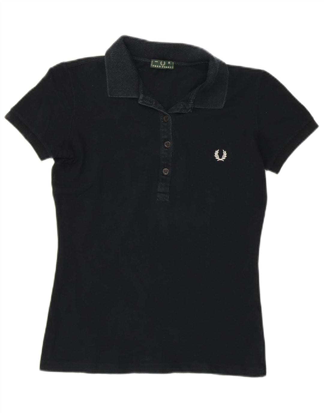 FRED PERRY Womens Polo Shirt UK 8 Small Black Cotton