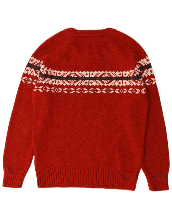 Superdry Mens Boat Neck Jumper Sweater XL Red Fair Isle Acrylic