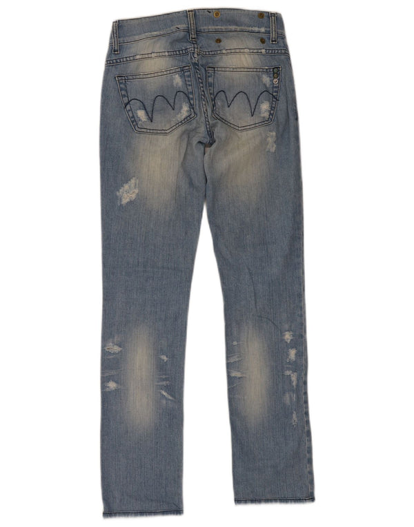 MET Womens Slim Jeans W26 L30 Blue Flecked Cotton