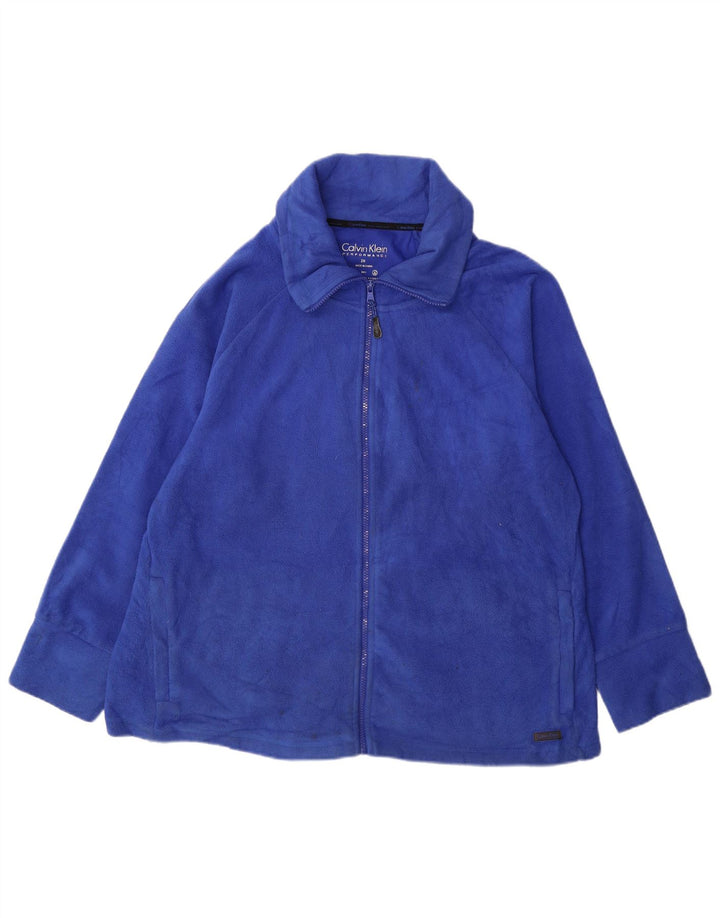 CALVIN KLEIN Mens Performance Fleece Jacket UK 44 2XL Blue Polyester