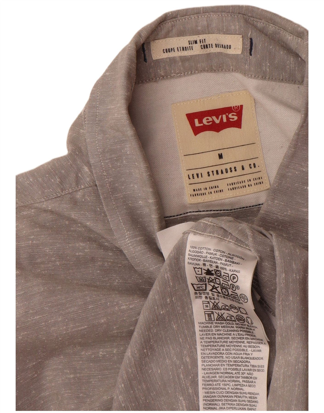 Levi's Mens Slim Fit Shirt Medium Grey Flecked Cotton