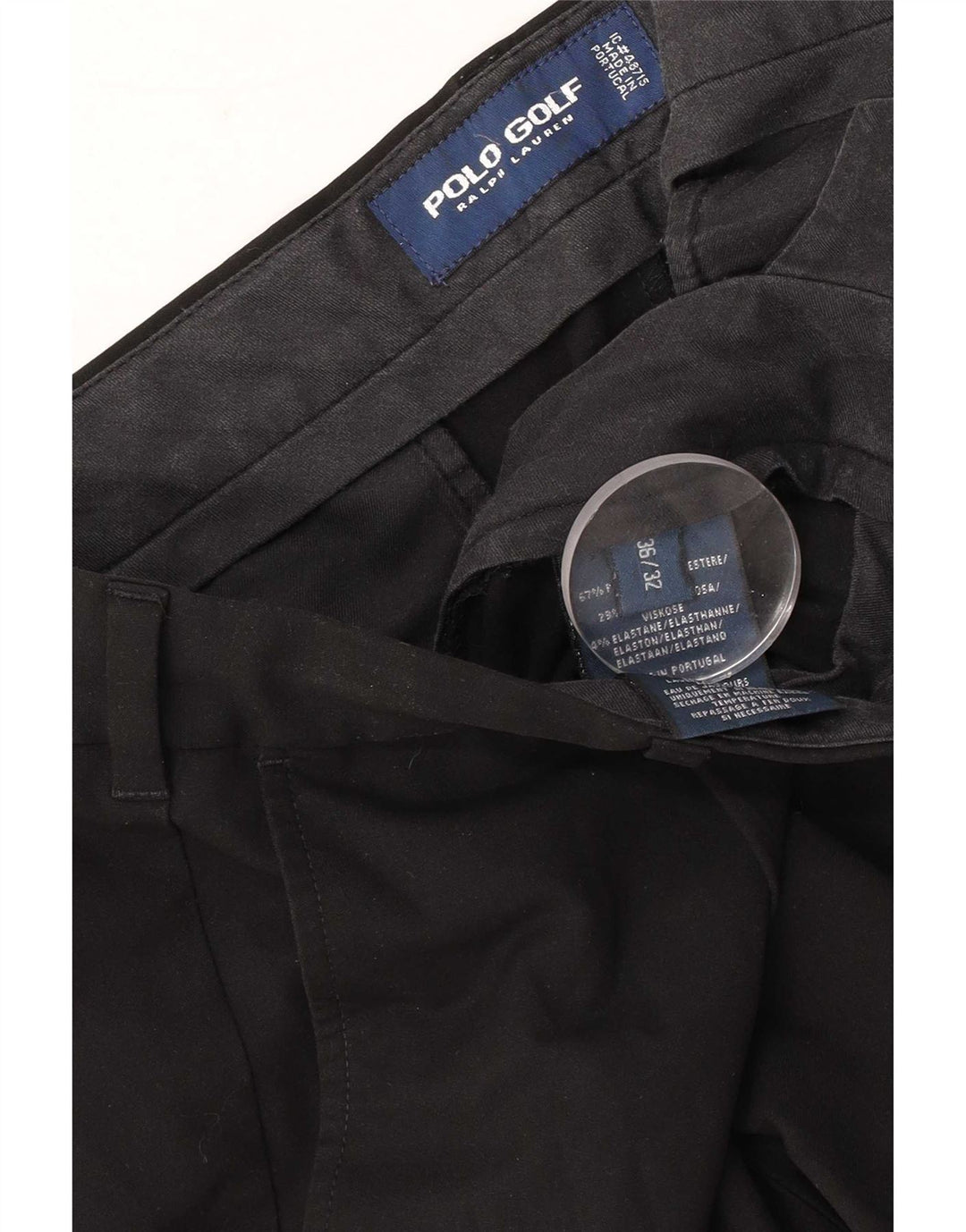 Ralph Lauren Mens Pegged Chino Trousers W36 L32 Black Polyester