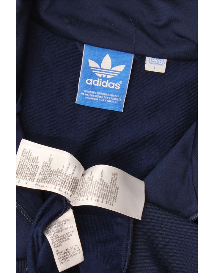 Adidas Mens Tracksuit Top Jacket Large Navy Blue Polyester