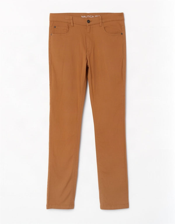 Nautica Boys Skinny Casual Trousers 15-16 Years W30 L30 Brown Cotton