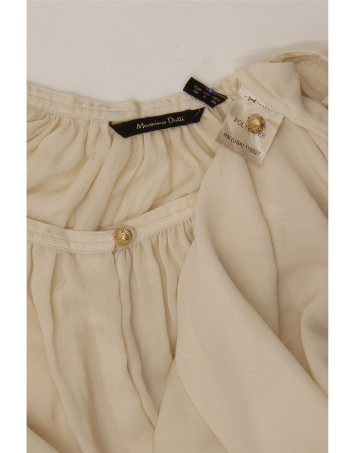 Massimo Dutti Womens Long Sleeve Blouse Top EU 38 Medium Beige Polyester