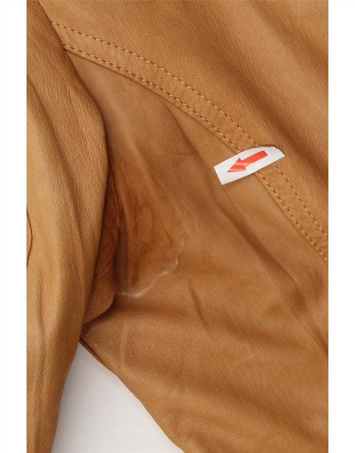 Sandro Ferrone Womens Crop Leather Jacket UK 14 Large Brown Leather